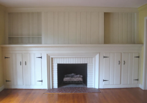 Masonry wood burning fireplace