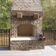 Outdoor masonry fireplace